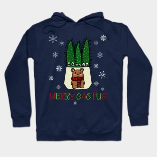 Merry Cactus - Eves Pin Cacti In Christmas Bear Pot Hoodie